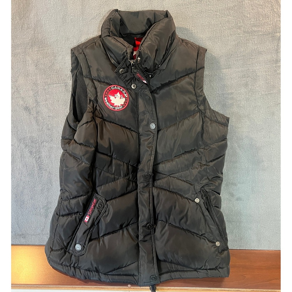 Canada Weather Gear Women's Black Quilted Puffer Vest Fleece Lined Medium